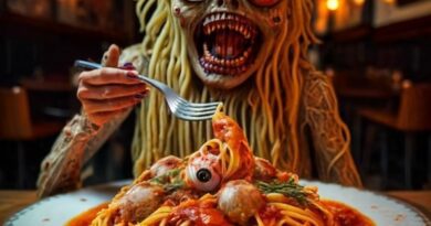 מנת פסטה עם עיניים - תמונת אילוסטרציה לכתבה במדור אוכל מפחיד באתר עולם האימה